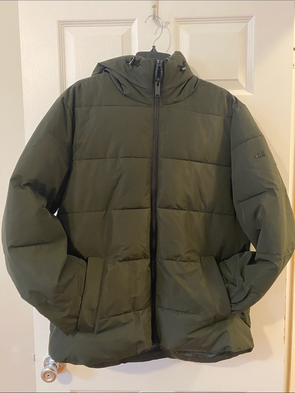 Michael Kors Olive Green Quilted Hooded Puffer Jacket
